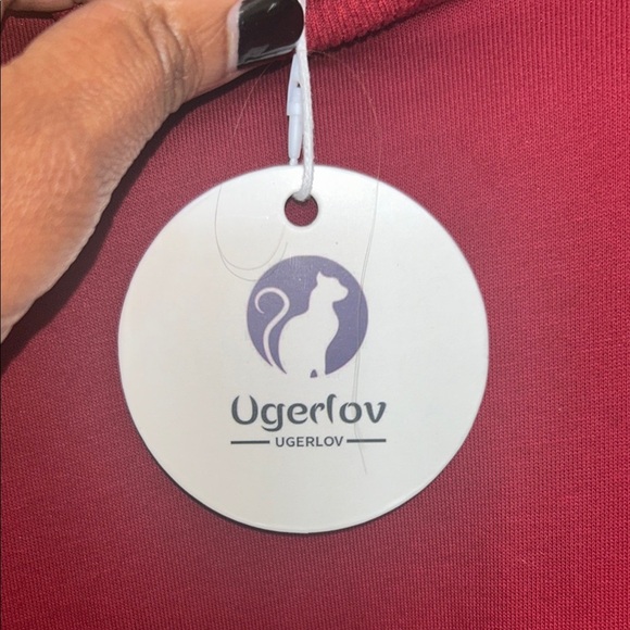 35.  NWT Ugerlov Burgundy Ruffled Tiered Dress size L - Picture 4 of 8